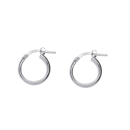 Silver  D-Shape Wedding Band Style 4mm Hoop Earrings 14mm - ER49