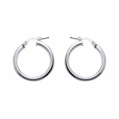 Silver  Square Tube Polished Hoop Earrings 24mm - ER4