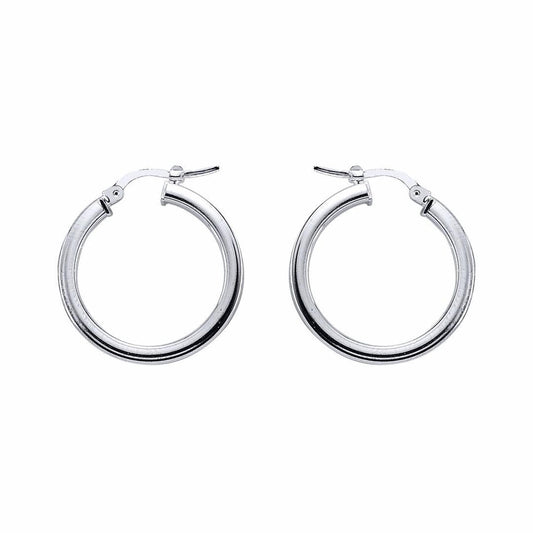 Silver  Square Tube Polished Hoop Earrings 24mm - ER4