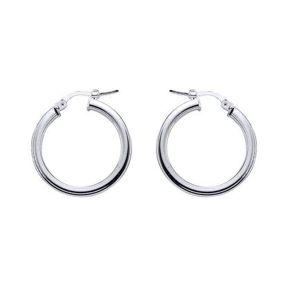 Silver  Square Tube Polished Hoop Earrings 24mm - ER4