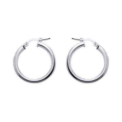 Silver  Square Tube Polished Hoop Earrings 24mm - ER4