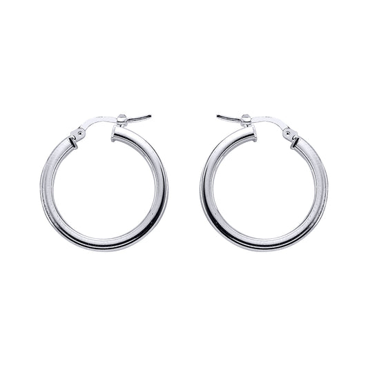 Silver  Square Tube Polished Hoop Earrings 24mm - ER4