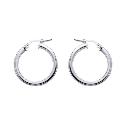 Silver  Square Tube Polished Hoop Earrings 24mm - ER4