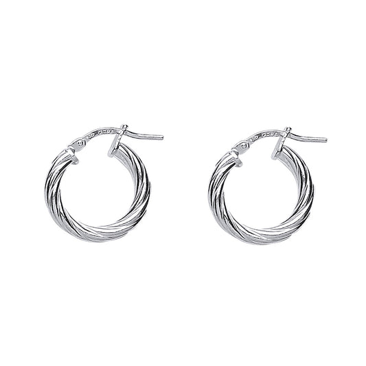 Silver  Twisted Hoop Earrings 16mm 3mm - ER50