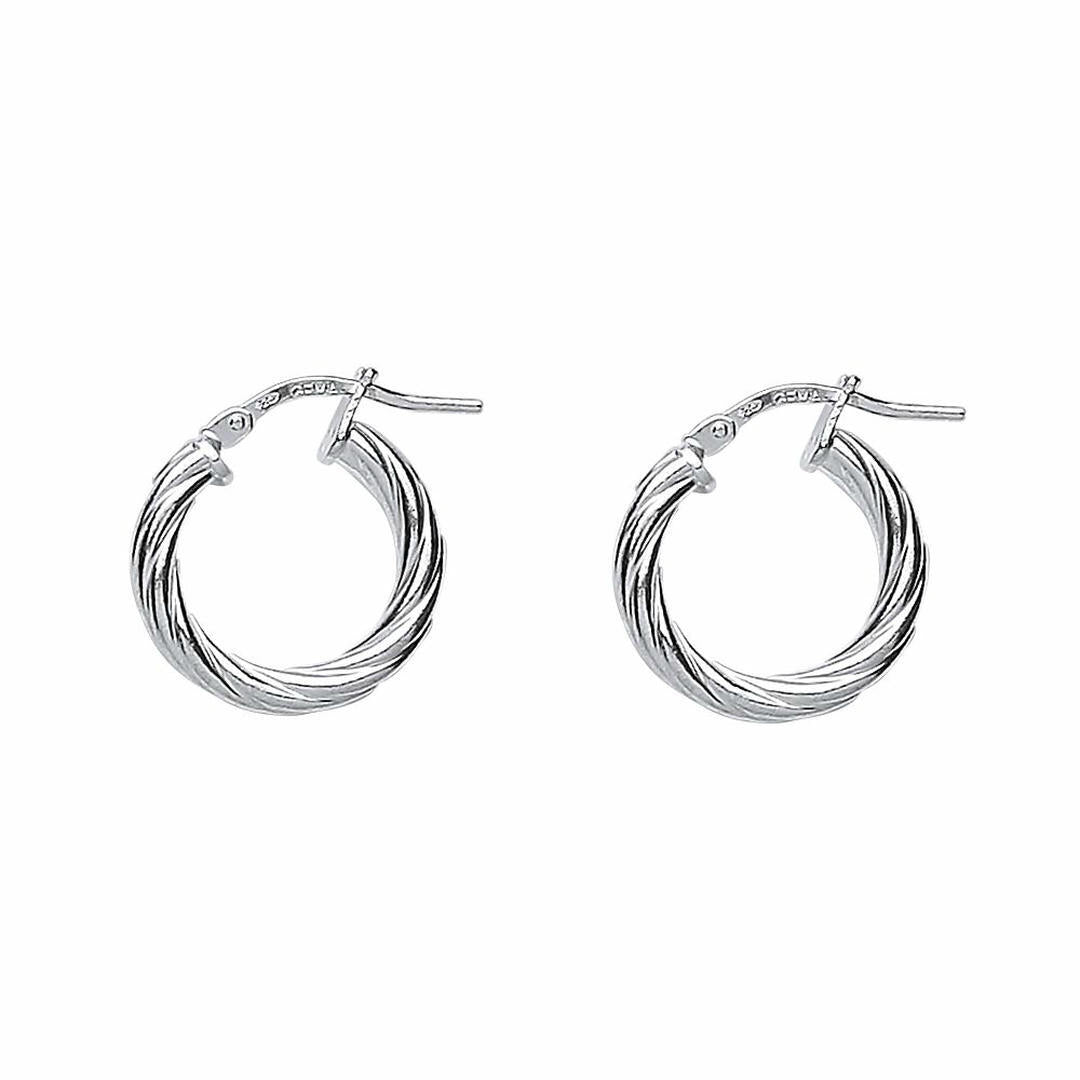 Silver  Twisted Hoop Earrings 16mm 3mm - ER50