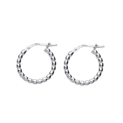 Silver  Bead Hoop Earrings 18mm 2mm - ER51