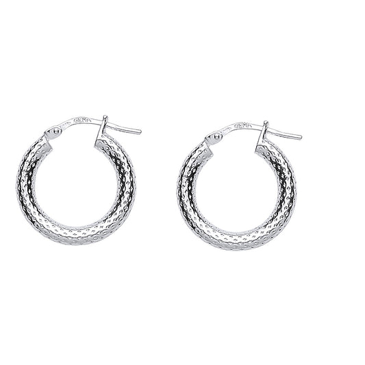 Silver  Snake Skin Hoop Earrings 19mm 3mm - ER53