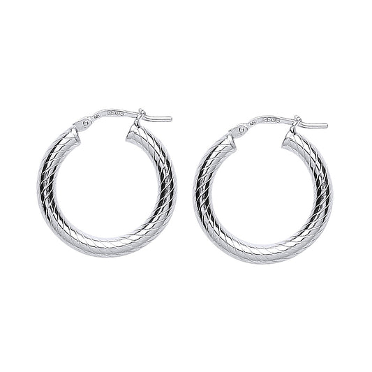 Silver  Snake Twist Hoop Earrings 21mm 3mm - ER54