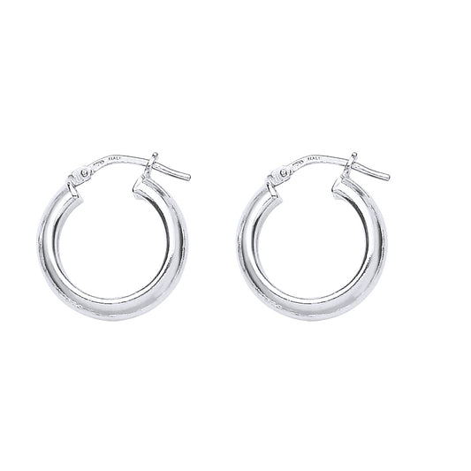 Silver  Round Tube Polished Hoop Earrings 18mm 2.5mm - ER55