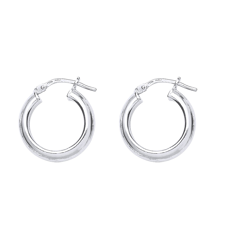 Silver  Round Tube Polished Hoop Earrings 18mm 2.5mm - ER55