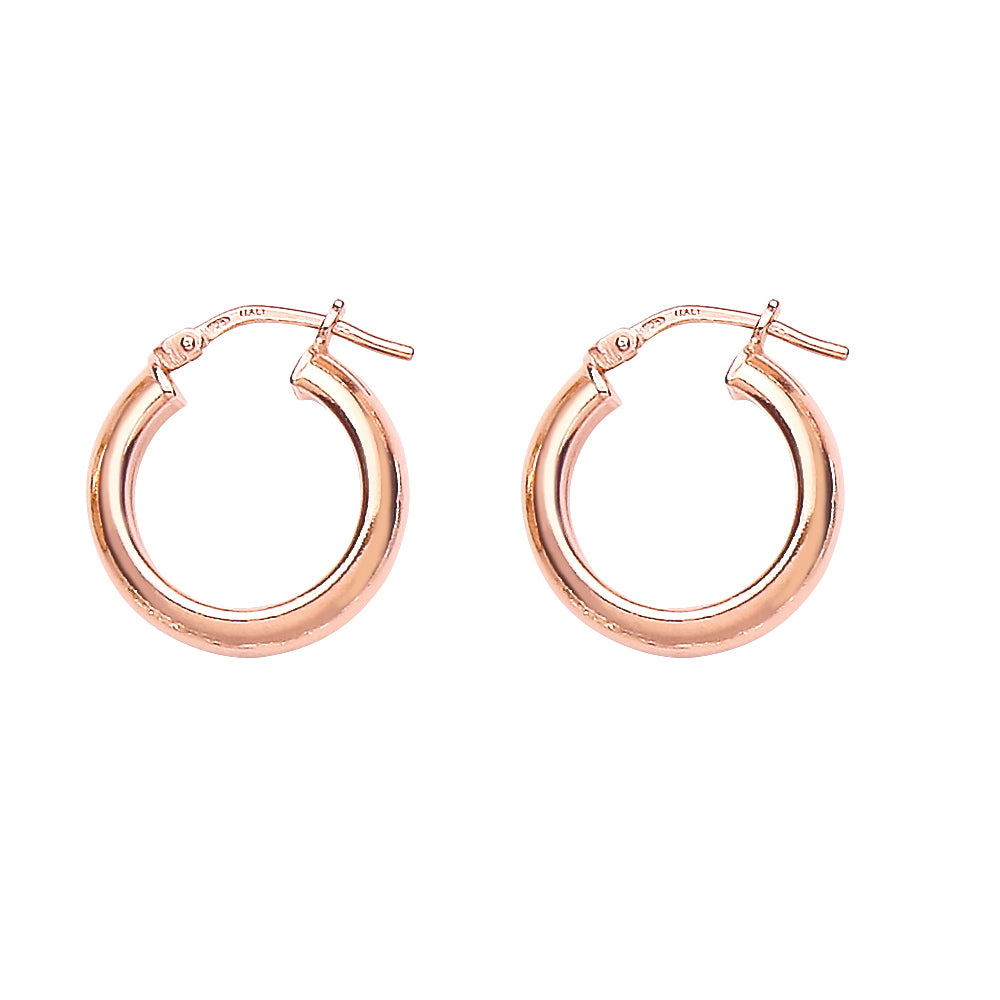 Rose Silver  Round Tube Polished Hoop Earrings 18mm 2.5mm - ER56