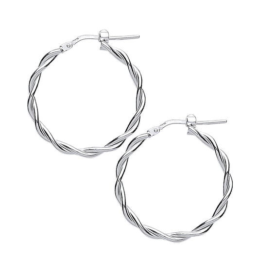 Silver  Candy Twist Hoop Earrings 21mm 2mm - ER59