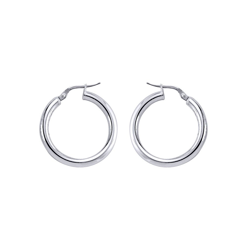 Silver  Round Tube Polished Hoop Earrings 3mm 25mm - ER6