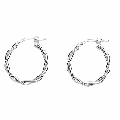 Silver  Candy Twist Hoop Earrings 20mm 2mm - ER63