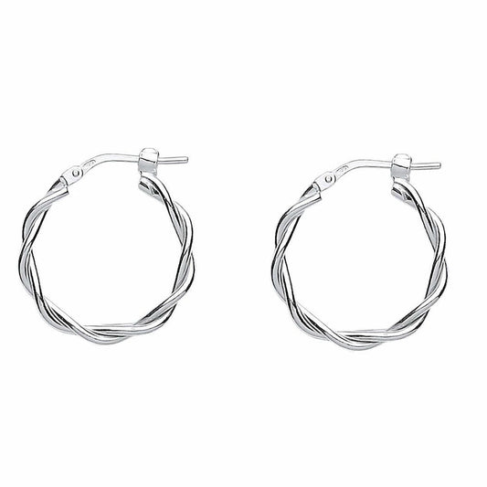 Silver  Candy Twist Hoop Earrings 20mm 2mm - ER63