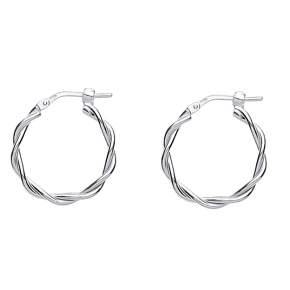 Silver  Candy Twist Hoop Earrings 20mm 2mm - ER63