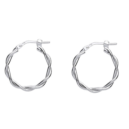 Silver  Candy Twist Hoop Earrings 20mm 2mm - ER63