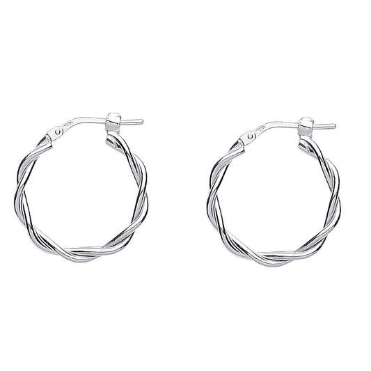 Silver  Candy Twist Hoop Earrings 20mm 2mm - ER63