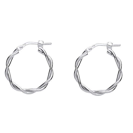 Silver  Candy Twist Hoop Earrings 20mm 2mm - ER63