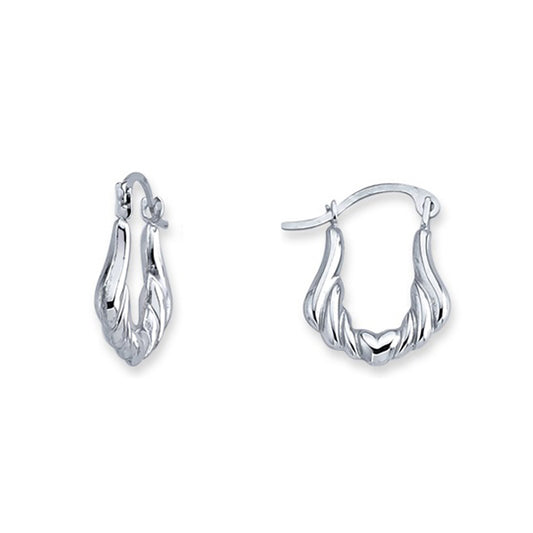 Silver  Love Heart Twist Creole Earrings - ER66