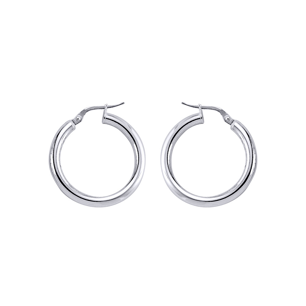 Silver  Round Tube Polished Hoop Earrings 3mm 25mm - ER6