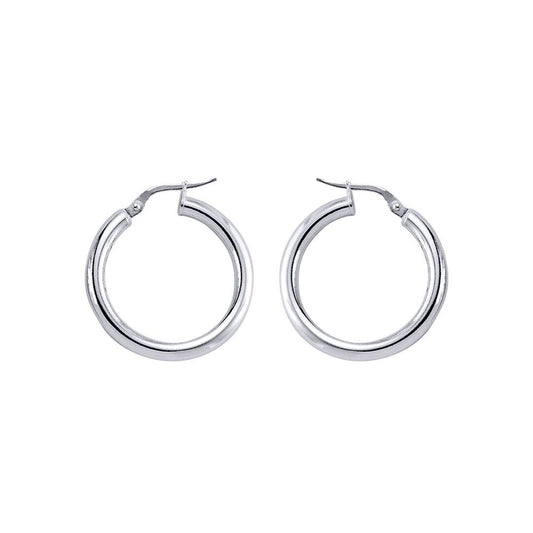 Silver Round Tube Polished Hoop Earrings 3mm 25mm - ER6
