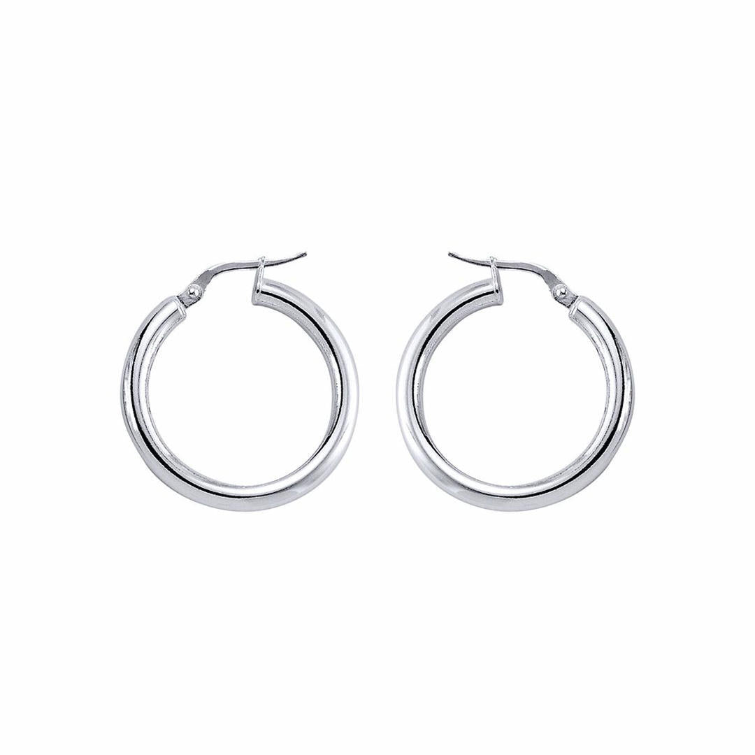 Silver  Round Tube Polished Hoop Earrings 3mm 25mm - ER6