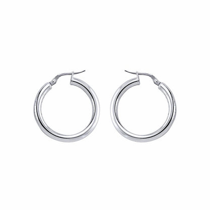 Silver  Round Tube Polished Hoop Earrings 3mm 25mm - ER6