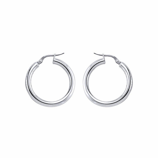 Silver  Round Tube Polished Hoop Earrings 3mm 25mm - ER6