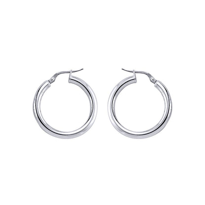 Silver  Round Tube Polished Hoop Earrings 3mm 25mm - ER6
