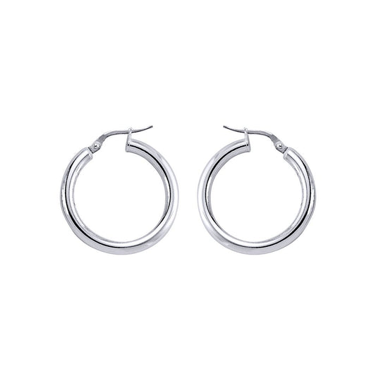 Silver  Round Tube Polished Hoop Earrings 3mm 25mm - ER6