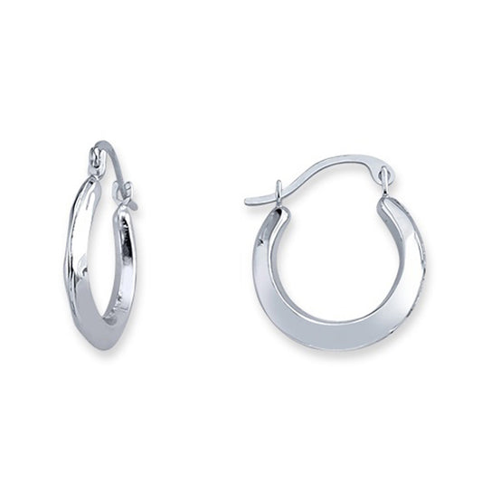 Silver  Polished Creole Hoop Earrings 13mm - ER74