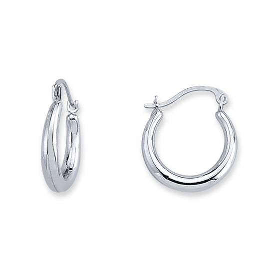 Silver  Polished Creole Hoop Earrings 15mm - ER76