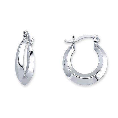 Silver  Polished Creole Hoop Earrings 15mm - ER78