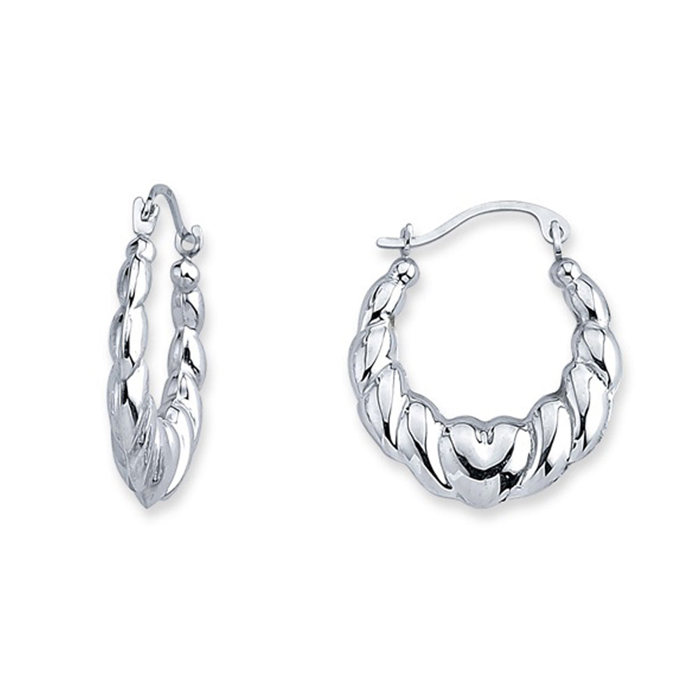 Silver  Love Heart Twist Creole Earrings - ER79