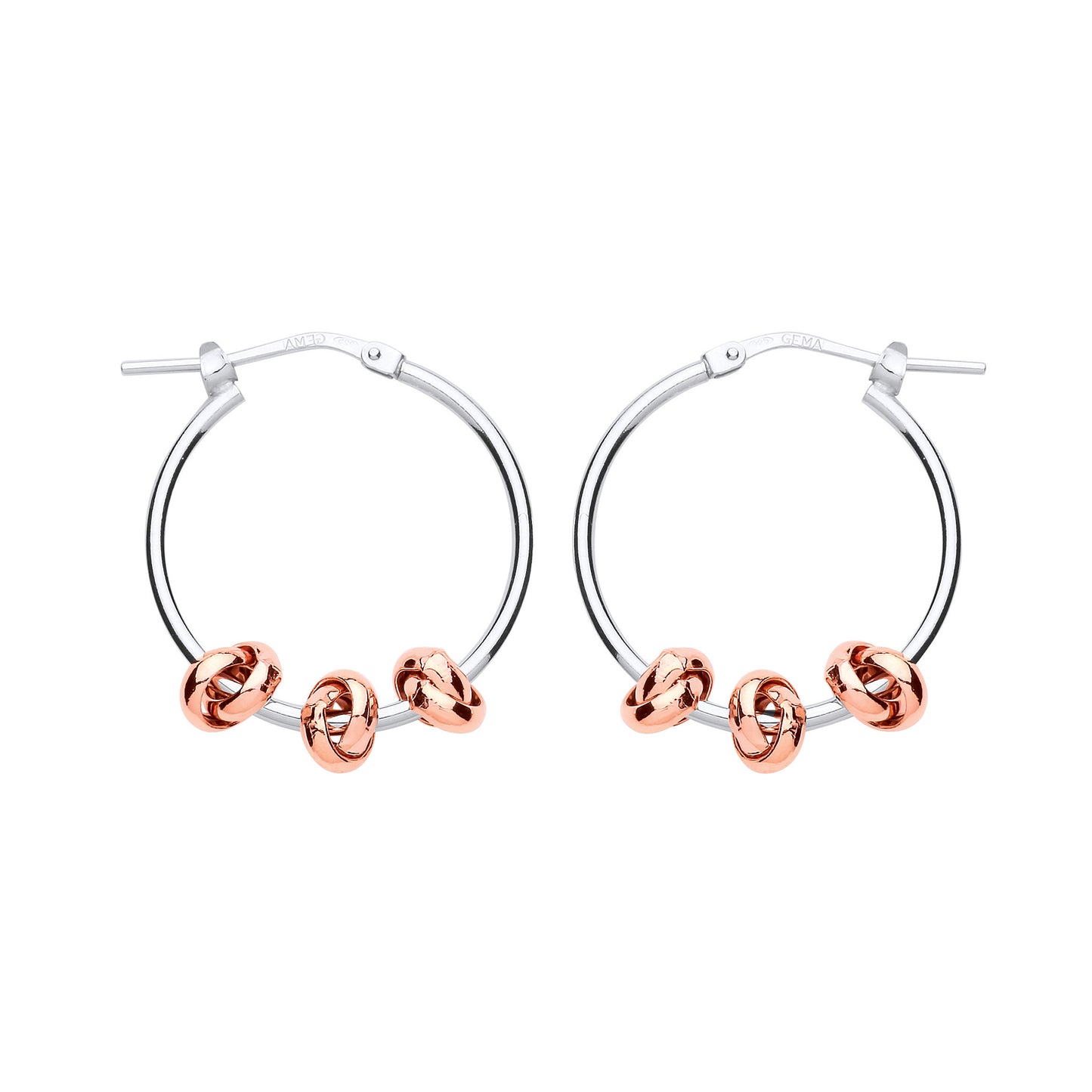 Rose Silver  Triple Knot Hoop Earrings 24mm - ER83