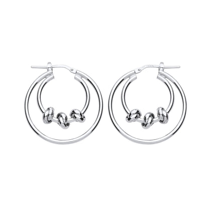 Silver  Triple Knot Double Hoop Earrings 29mm - ER84
