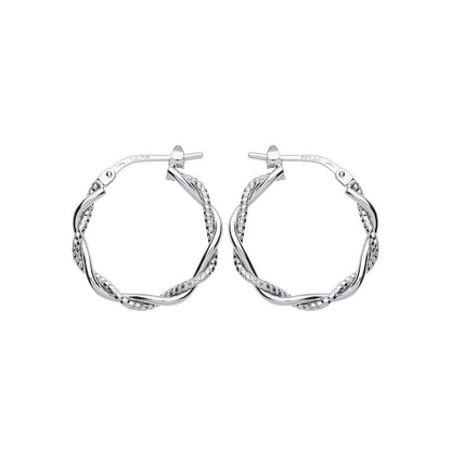 Silver  Snake Twist Pentagon Hoop Earrings 19mm - ER87