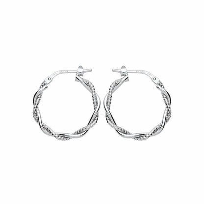 Silver  Snake Twist Pentagon Hoop Earrings 19mm - ER87