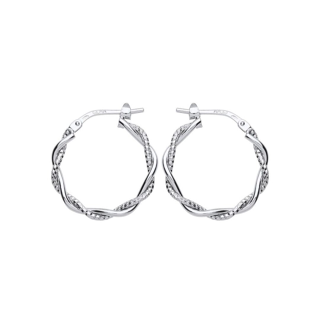 Silver  Snake Twist Pentagon Hoop Earrings 19mm - ER87