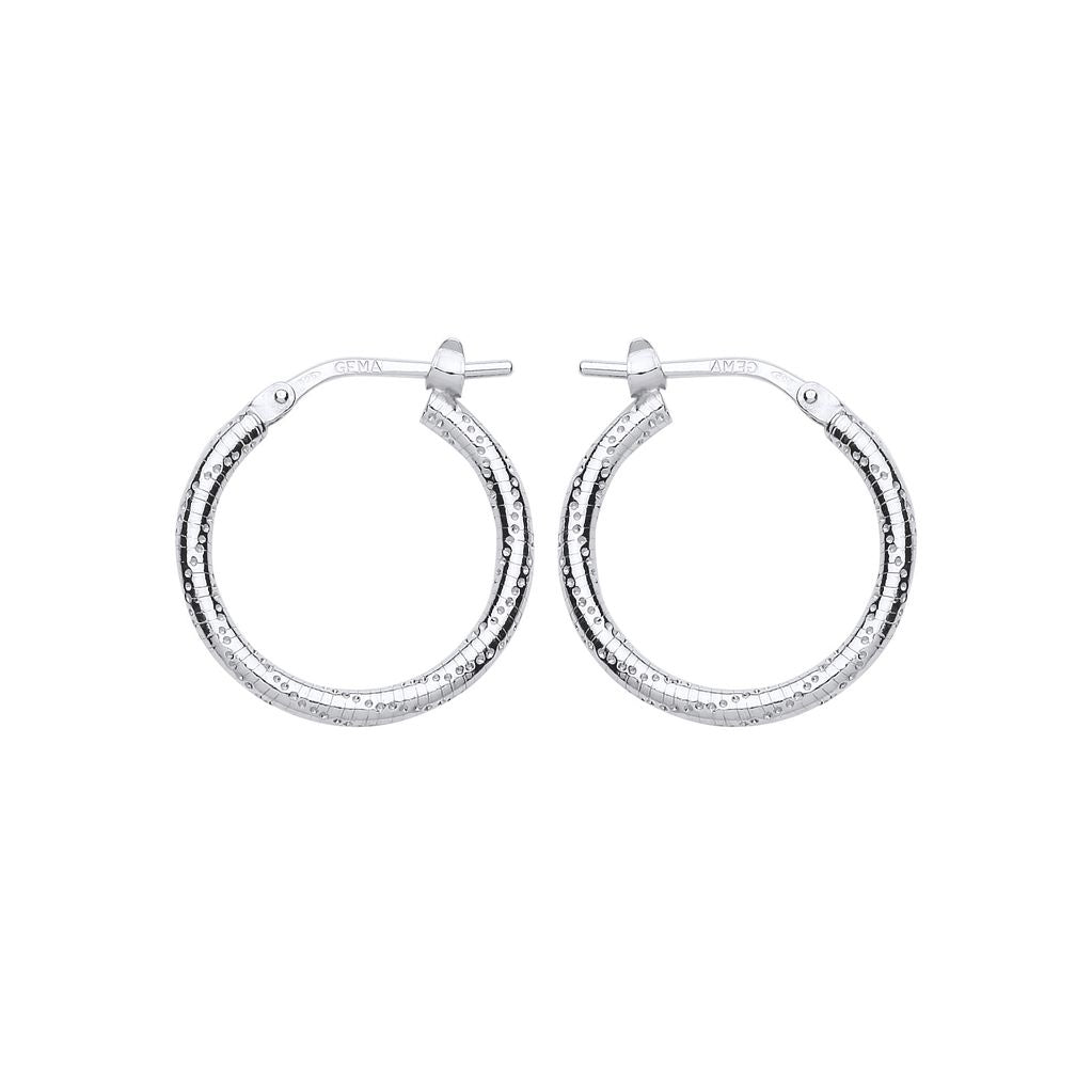 Silver  Ribbed Snake Twist Hoop Earrings 19mm - ER89