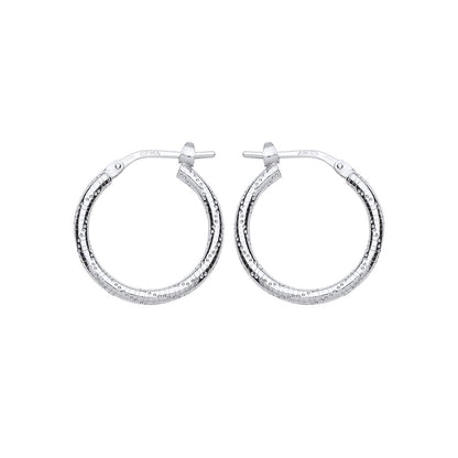 Silver  Ribbed Snake Twist Hoop Earrings 19mm - ER89