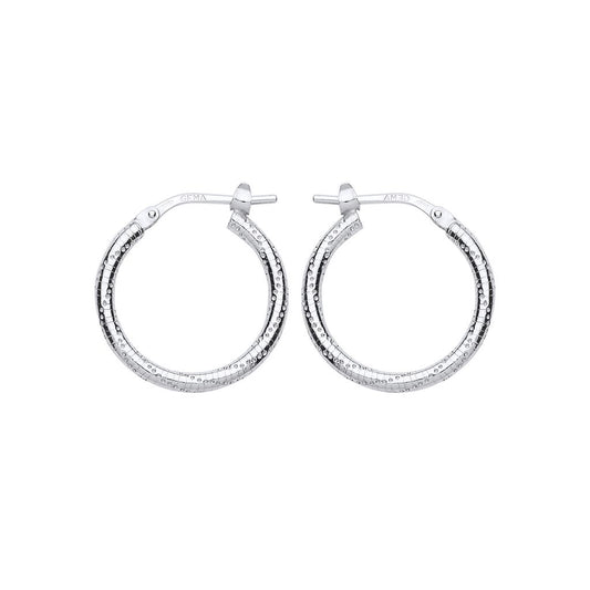 Silver  Ribbed Snake Twist Hoop Earrings 19mm - ER89