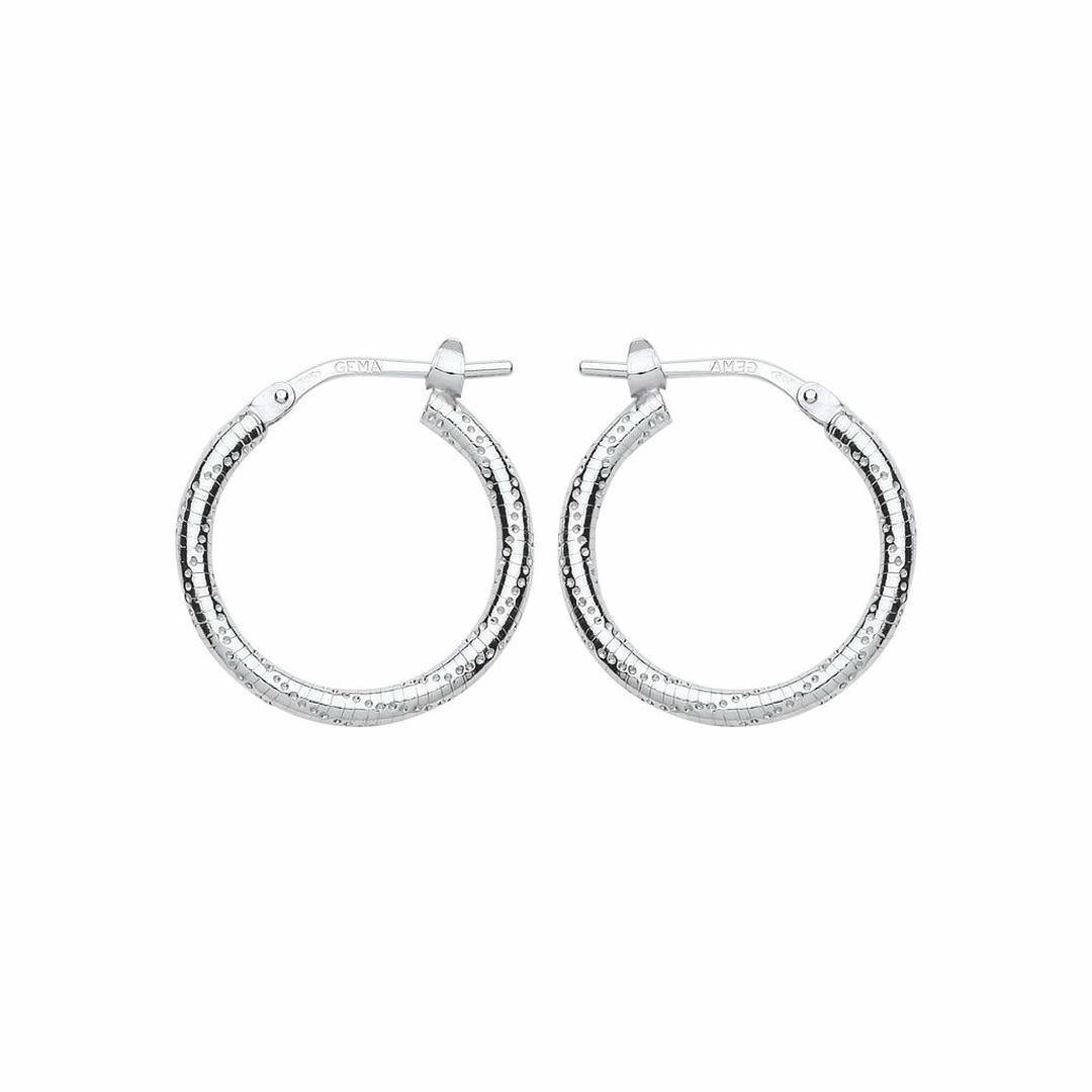 Silver  Ribbed Snake Twist Hoop Earrings 19mm - ER89