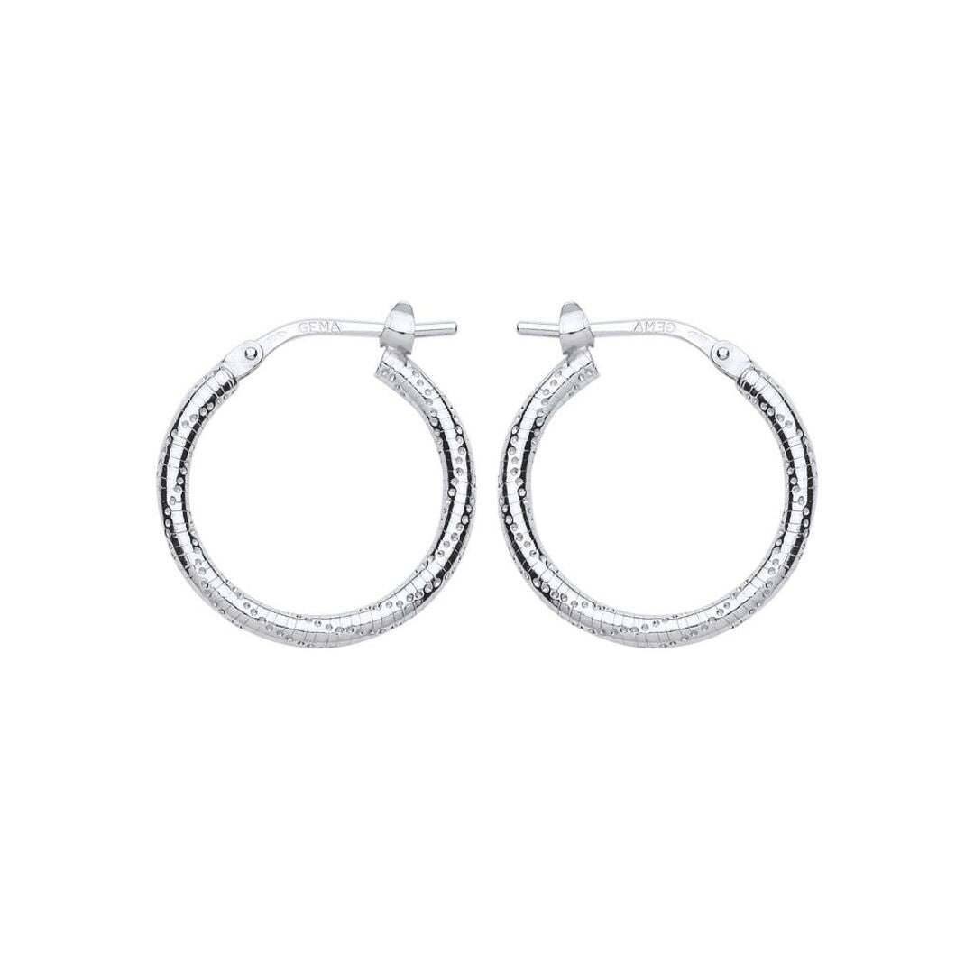Silver  Ribbed Snake Twist Hoop Earrings 19mm - ER89