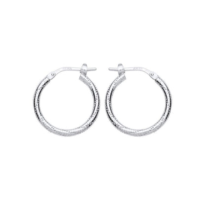 Silver  Ribbed Snake Twist Hoop Earrings 19mm - ER89