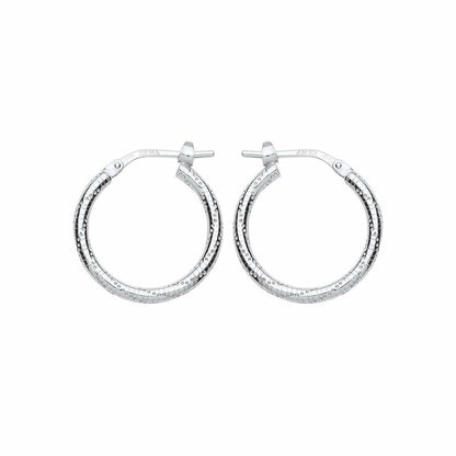 Silver  Ribbed Snake Twist Hoop Earrings 19mm - ER89