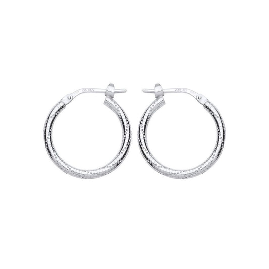 Silver  Ribbed Snake Twist Hoop Earrings 19mm - ER89