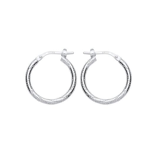 Silver  Ribbed Snake Twist Hoop Earrings 19mm - ER89