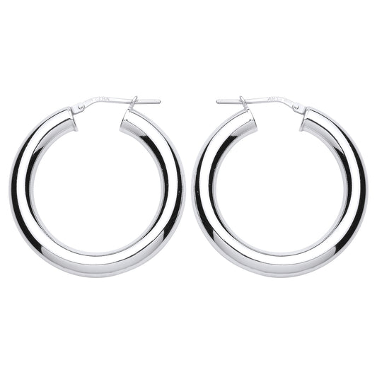 Silver  Polished Hoop Earrings 32mm - ER94
